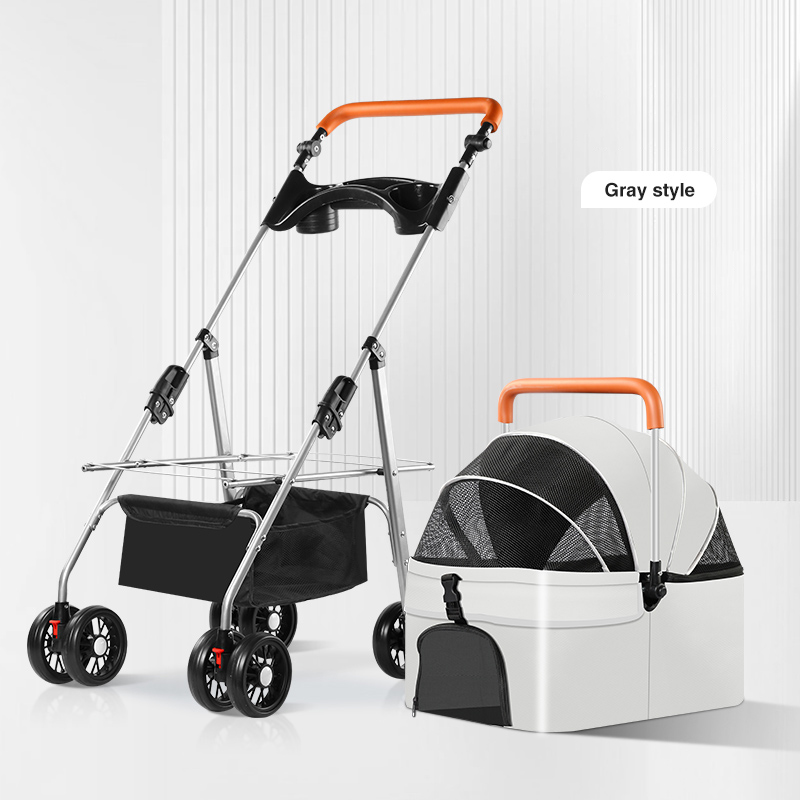 Portable Pet Stroller: Ideal for Small & Medium Dogs & Cats - Detachable Straps + Easy Folding