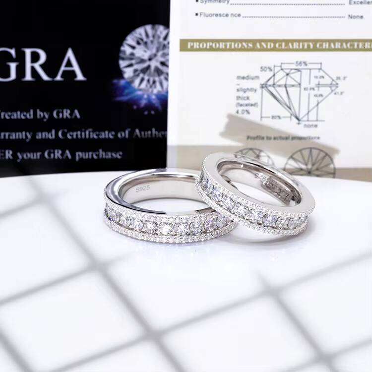 Sterling Silver 925 Moissanite Rings for Men and Women Simple Fashion Couple Engagement Rings Jewelry Moissanite Ring