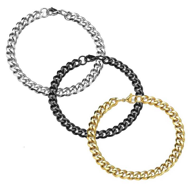 Fashion Stainless Steel Men Curb Cuban Chain Bracelet Women Bracelet In Hand For Couples Unisex Wrist Hand Jewelry Gift Party W250807