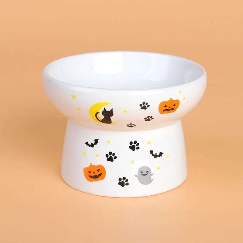 Pet Supplies Lovely Pet Feeder Cartoon Shape High-Foot Single Mouth Skidproof Ceramic Dog Products Drinking Bowls Accessories Y250806
