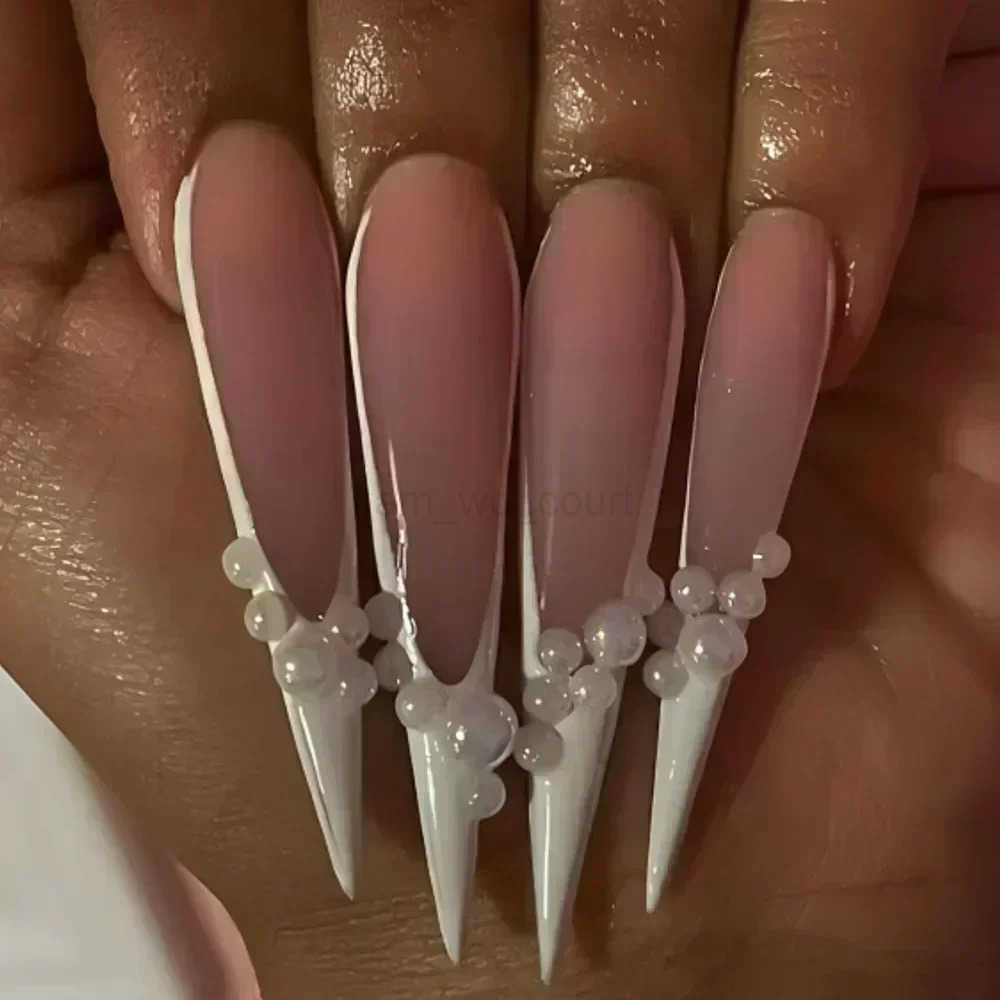24Pcs Detachable Long Stiletto False Nails Almond Fake Nails with Gradient Design Press-on Fake Nails Full Cover Manicure Tips M250807