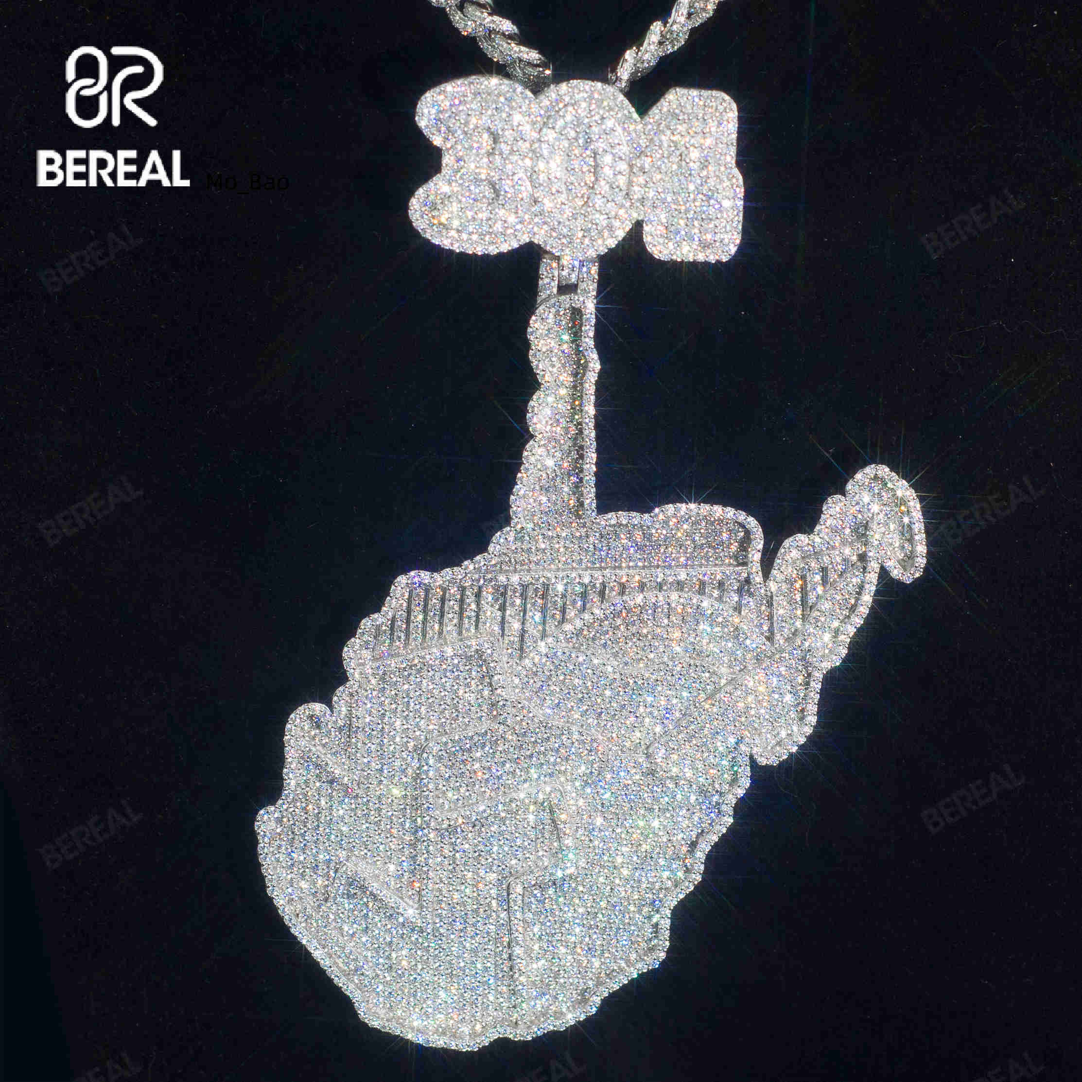 Custom Gold Plated Vvs Moissanite Pendant Hip Hop Style Round Brilliant Cut Diamond 925 Silver Iced Out Pendant for Men Women