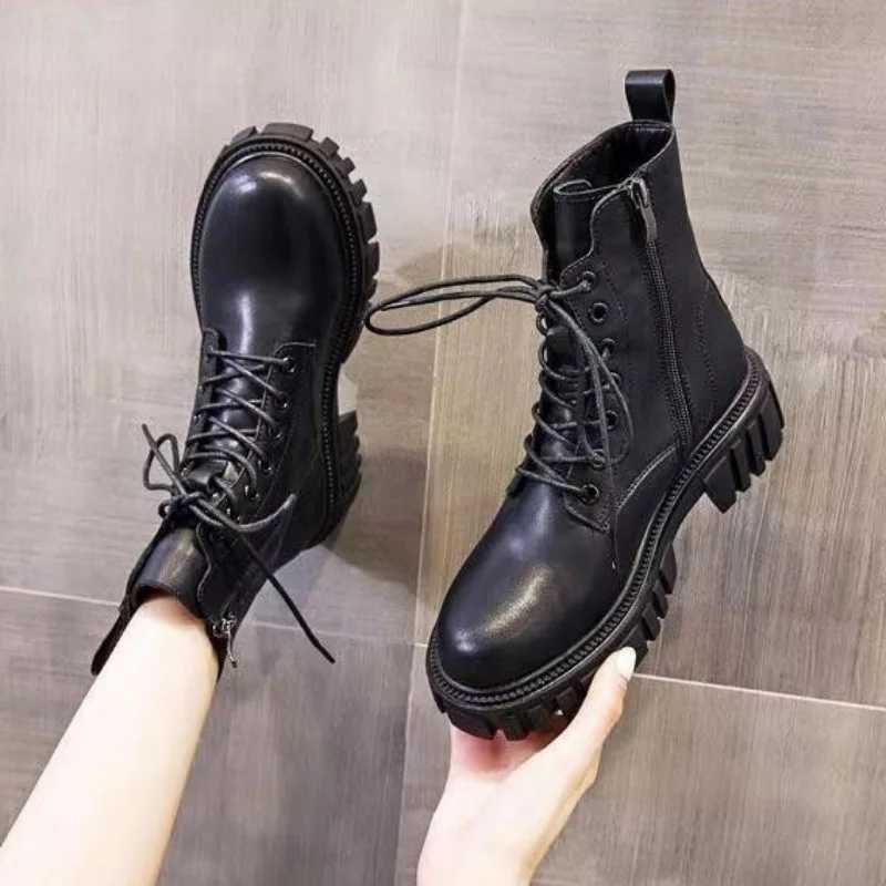 Black Riding Boots for Women Spring and Autumn Single Boots Summer Thin Thick Soles Increased Heels Motorcycle Slim Short Boots XJ250807