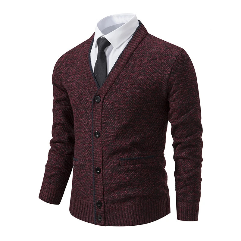 Mens knitted cardigan casual V-neck autumn and winter sweater coat 250804