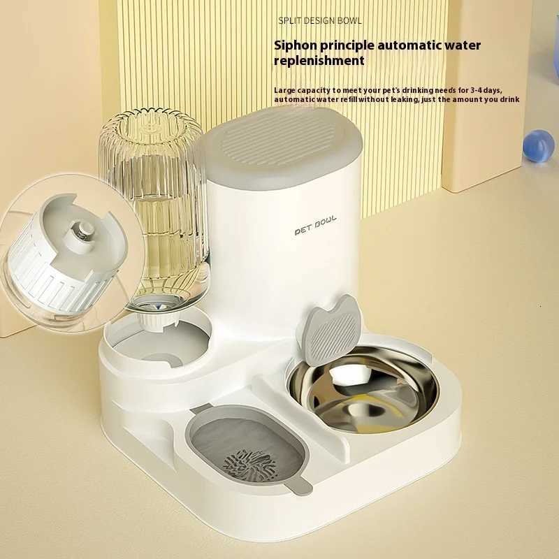 2-in-1 Pet Feeder Water Dispenser - Dual Tank Design with Dry/Wet Separation Visible Scale Anti-Mold Tech for Cats/Dogs Y250806