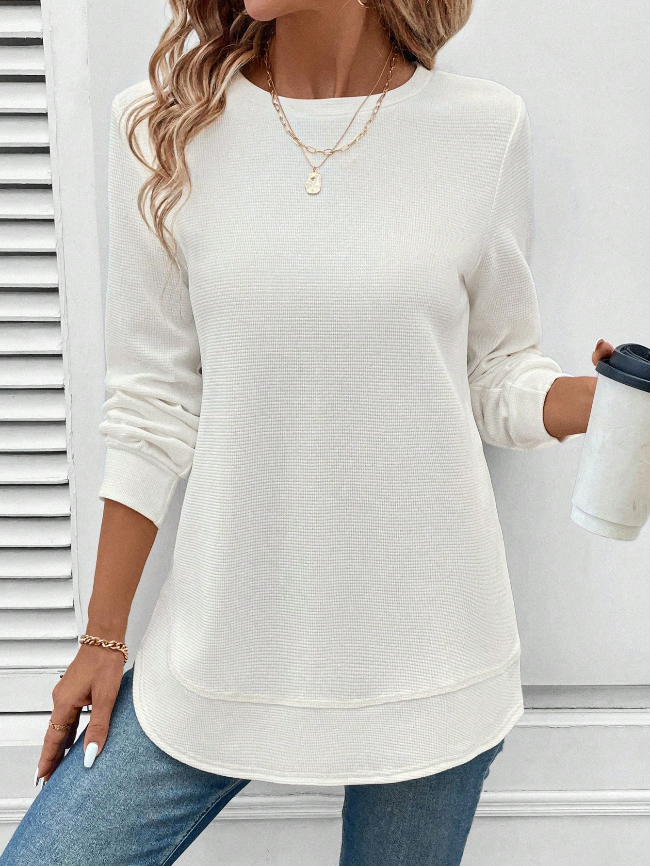 Free Shipping Designer Hoodie 2025 Foreign Trade Autumn And Winter New Loose, Elegant And Fashionable Women's Solid Color Round Neck Long Sleeved