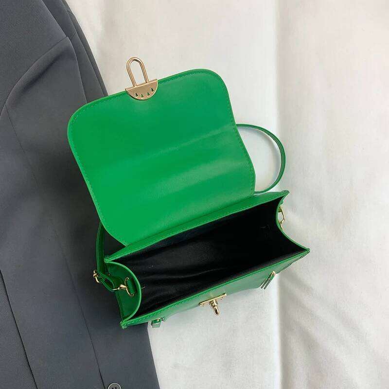 Small Tote For Women Green Design Shoulder Brand Handbag And Purse Solid Pu Leather Flap Messenger Bag Lady Classic Bags