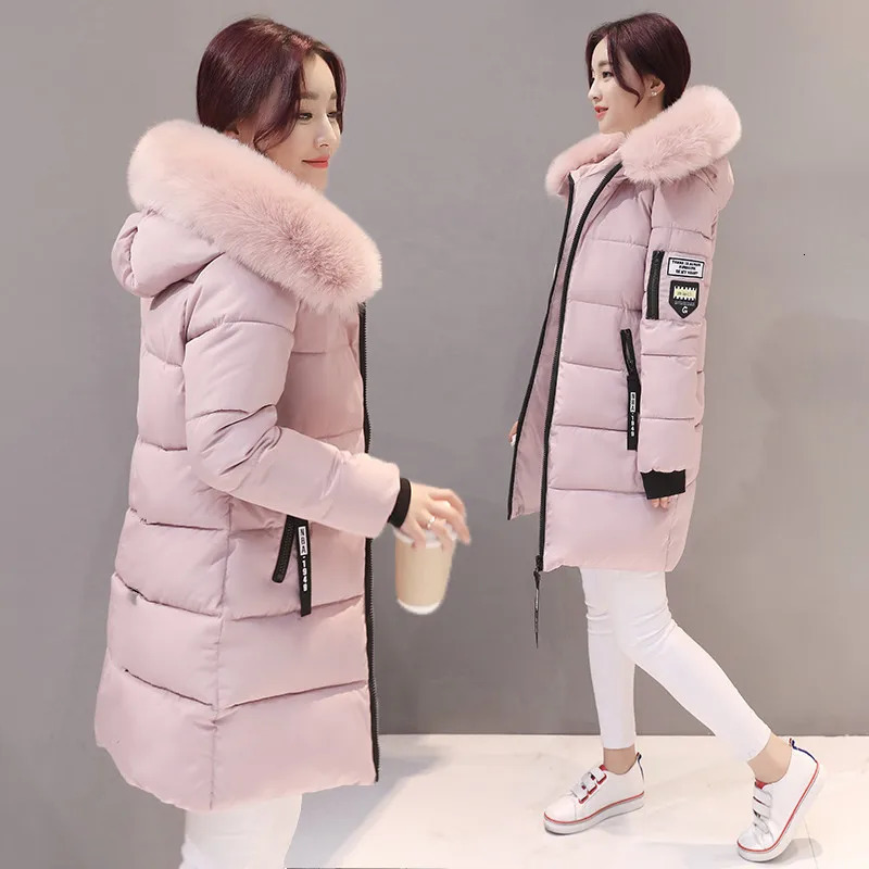 Winter Women Parka Coats Long Cotton Casual Fur Hooded Jackets Thick Warm Slim-fit Jacket Female Overcoat Clothing 250806
