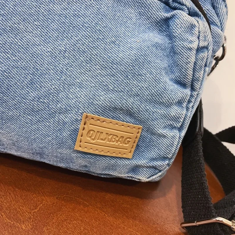 Vintage Style Small Square Crossbody Bags For Women Washed Denim Fabric Retro Messenger Bag Casual Street Shoulder Tote 250805