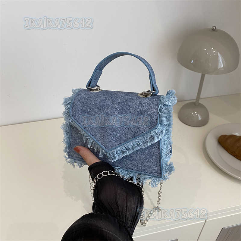 Denim Tassel Bag for Women 2024 New Niche Chain Shoulder Bag Fashion Handbag Crossbody Bag H250806