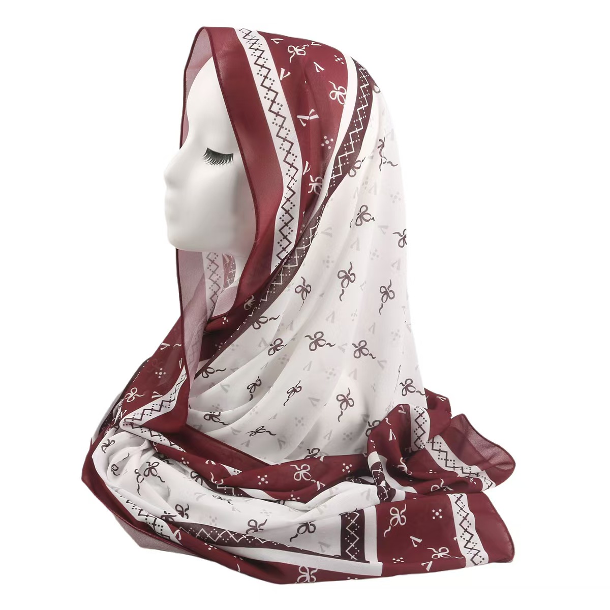 T1416 New High-end Printed Satin Chiffon Scarf Malaysia Gauze Scarf Long Scarf