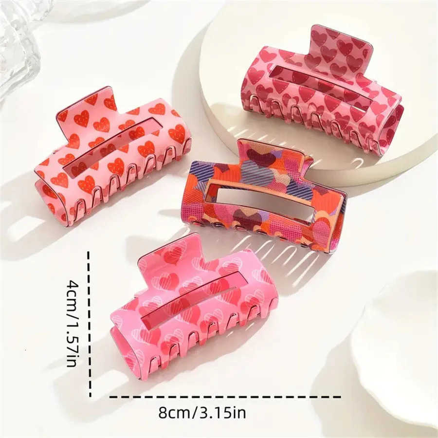 Hot-selling Fashion Rose Love Print Clip New Pink Valentines Day Atmosphere Womens Hair Clip Clip Hair Accessories U250807