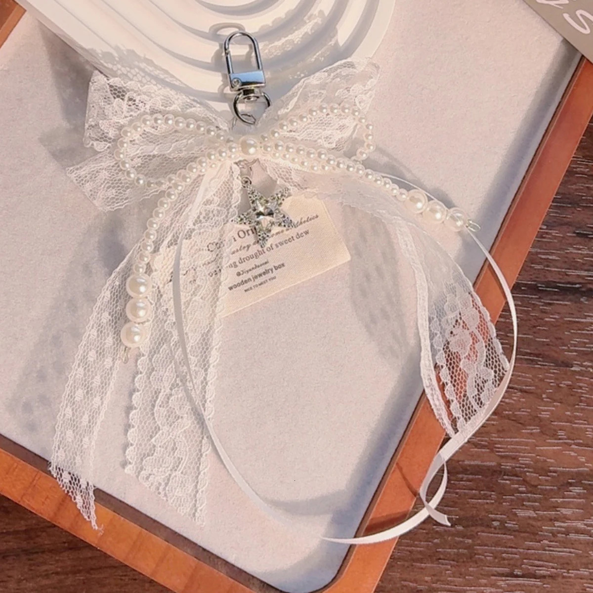 Lace bow Keychain Hollow Red Ribbon Cherry Y2k Fashion Charm Delicate Backpack Key Chain Valentines Day Gift Accessories 250807