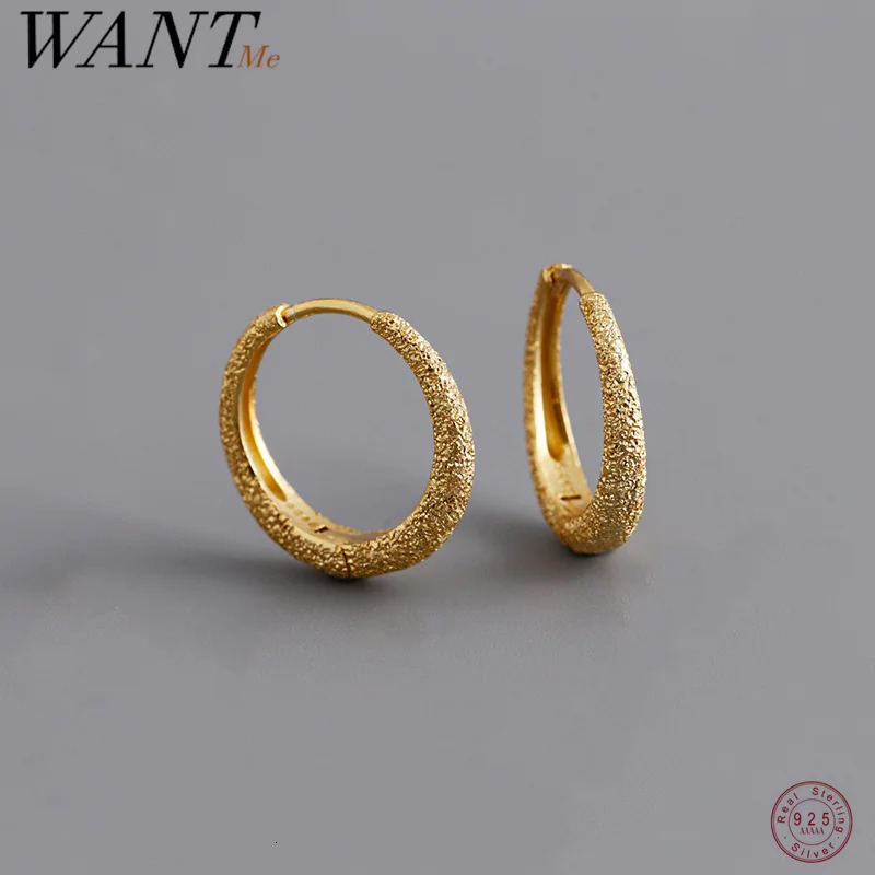 WANTME 925 Sterling Silver Frosted Statement French Hoop Earrings for Women Men Fashion Punk Piercing Charms Jewelry 250730