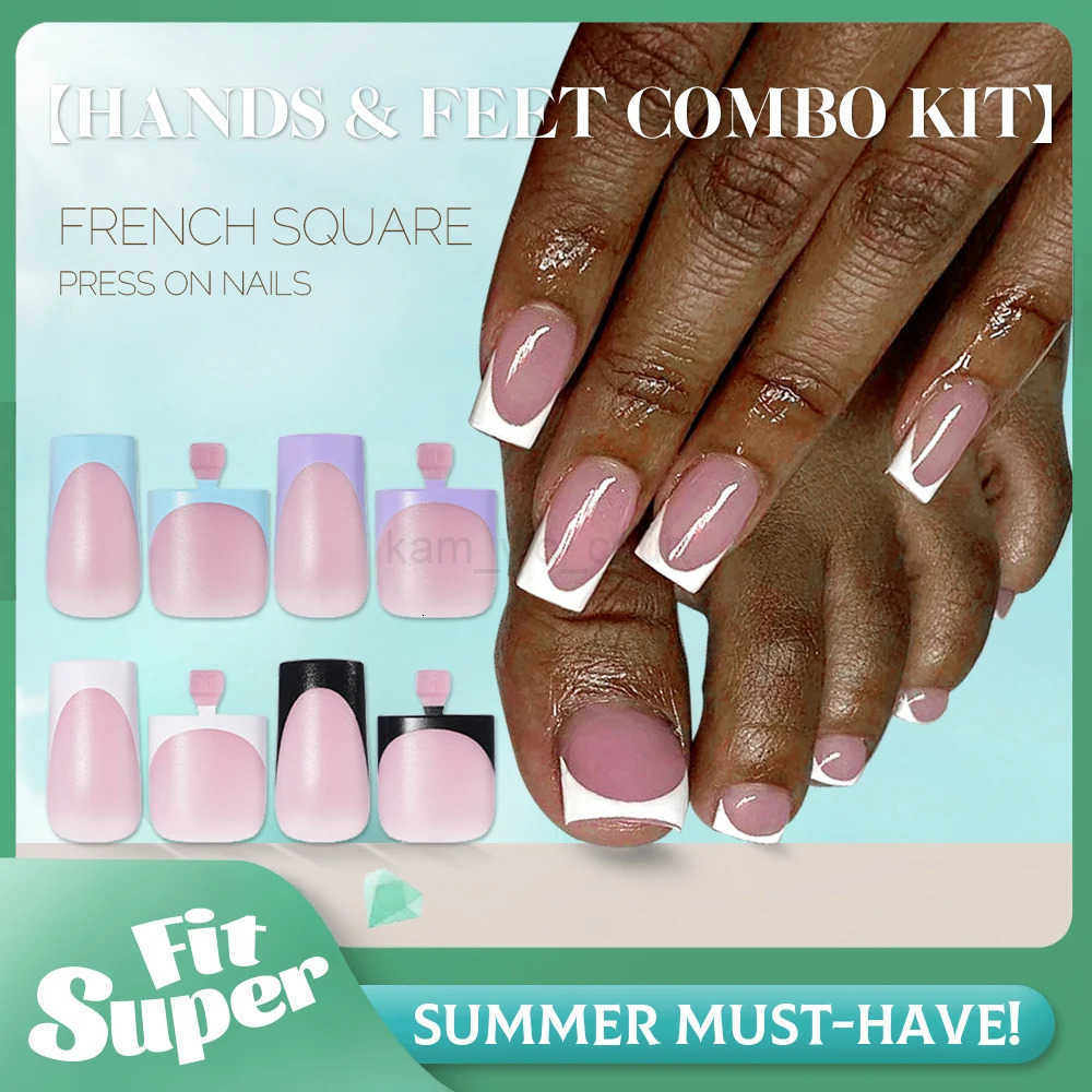 Nailpop French Press On Nails Hands Feet Set 60pcs Summer Must Have Matte Full Cover Super Fit Natural Look Reusable Fake Nail M250807