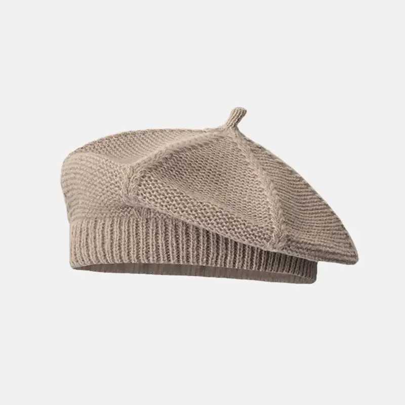 Knitted Beret Women Autumn Winter Hats For Women Painter C Keep Warm Retro Korean Solid Flat C Beanie Winter Beanies New XJ250807