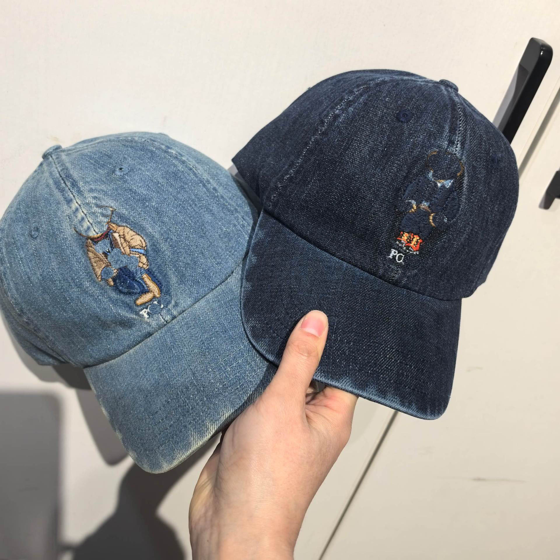 Unisex Couple Denim Cotton Baseball Cap - Sporty Embroidered Logo Visor Hat, Sun Protection, Trendy Fashion Cap