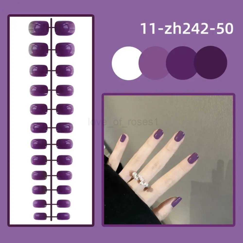 24Pcs Solid Color Fake Nails Mini Bright Short Square Head False Nails Detachable Wearable Full Cover Manicure Press-on Nails Z250807