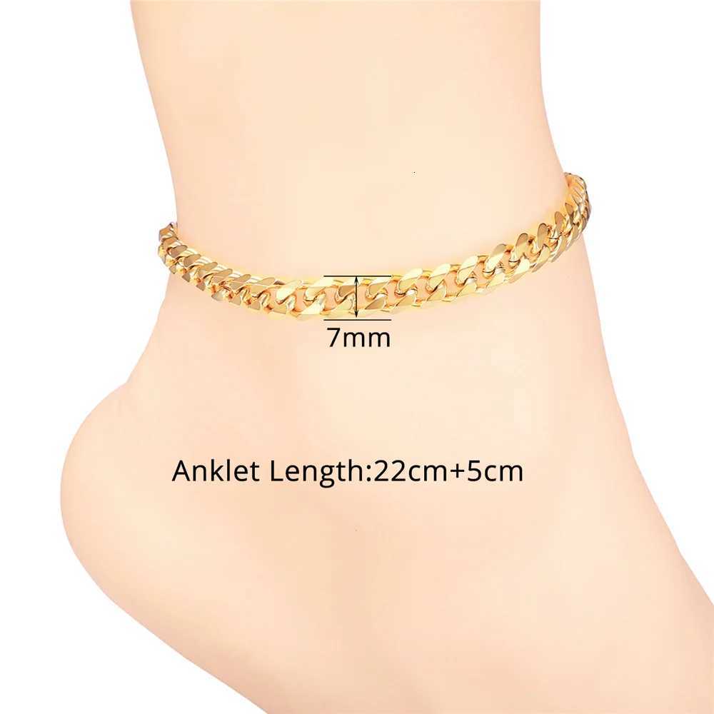 Vintage Ankle For Women Bohemian Gold Color Cuban Anklets Summer Beach Girls Barefoot Leg Chain Boho Jewelry Y250805