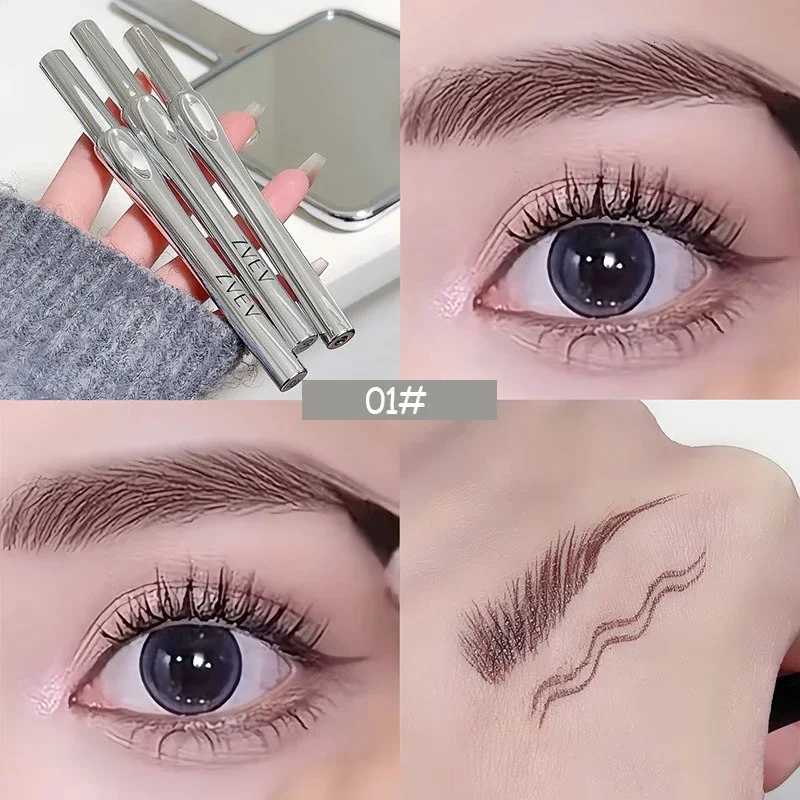2 Fork Tip Liquid Eyebrow Pencil Eyeliner Lower Eyelash Pen Makeup Waterproof Lasting Quick Drying Ultra-fine Brows Pen Cosmetic W250807