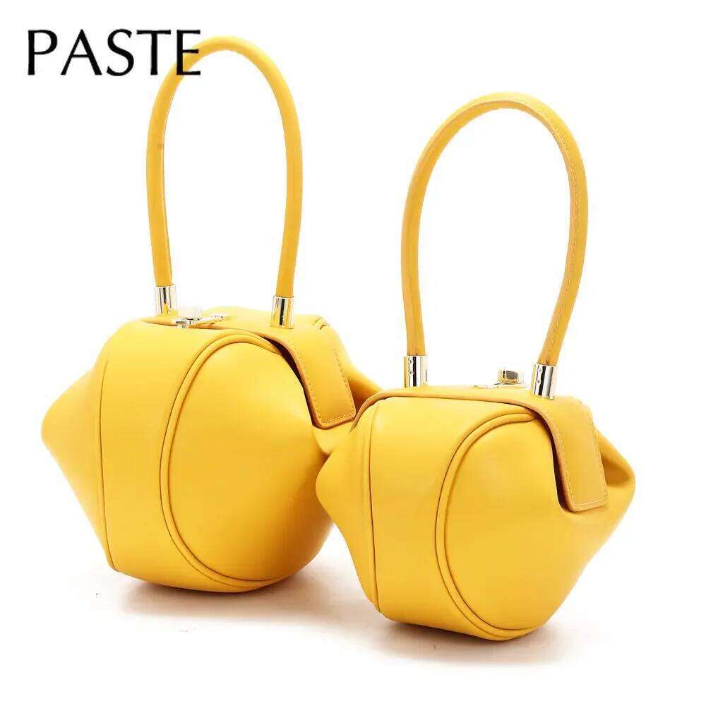 Elegant Genuine Cow Leather Women Round Dumpling Small Clutch Purse Evening Wrist Bag Ladies Top-Handle Handbag Classic Hobo