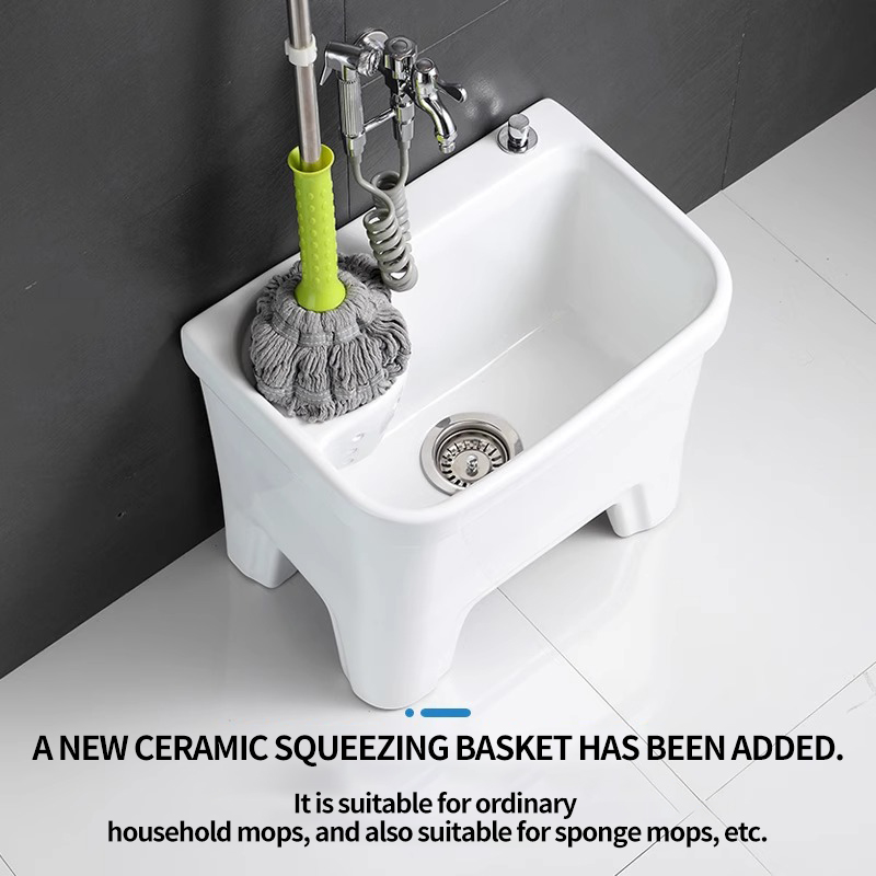 President Tao Ceramic mop pool with feet, balcony mop basin, bathroom mop pool, floor mop bucket Bathroom supplies