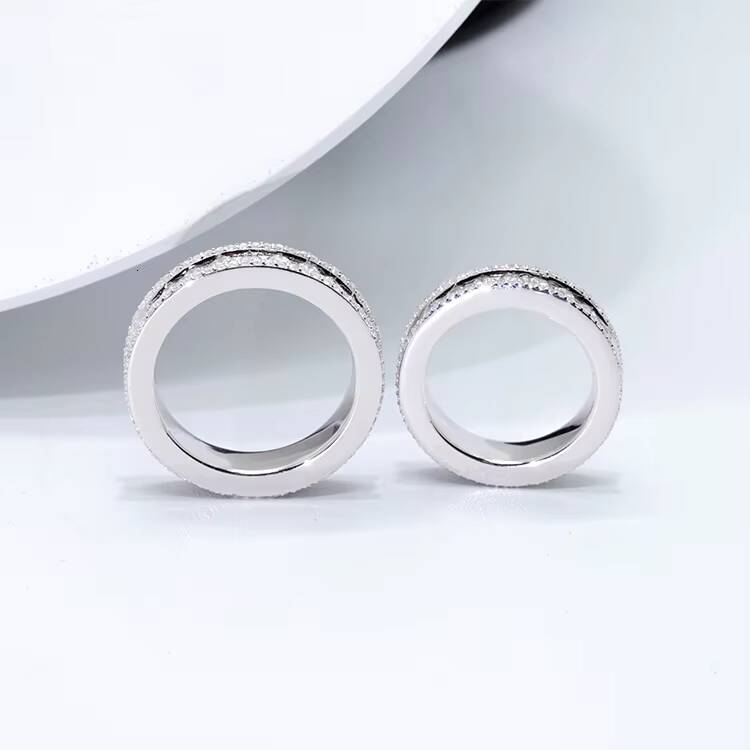 Mens Jewelry Style White Gold Plated Full Iced Out VVS Moissanite 925 Sterling Silver Rings