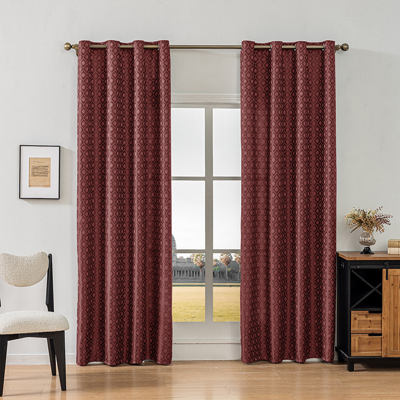 YL-36835 Thickened double-sided cotton and linen bedroom curtain fabric soundproof full blackout modern simple living room curtain finished product wh