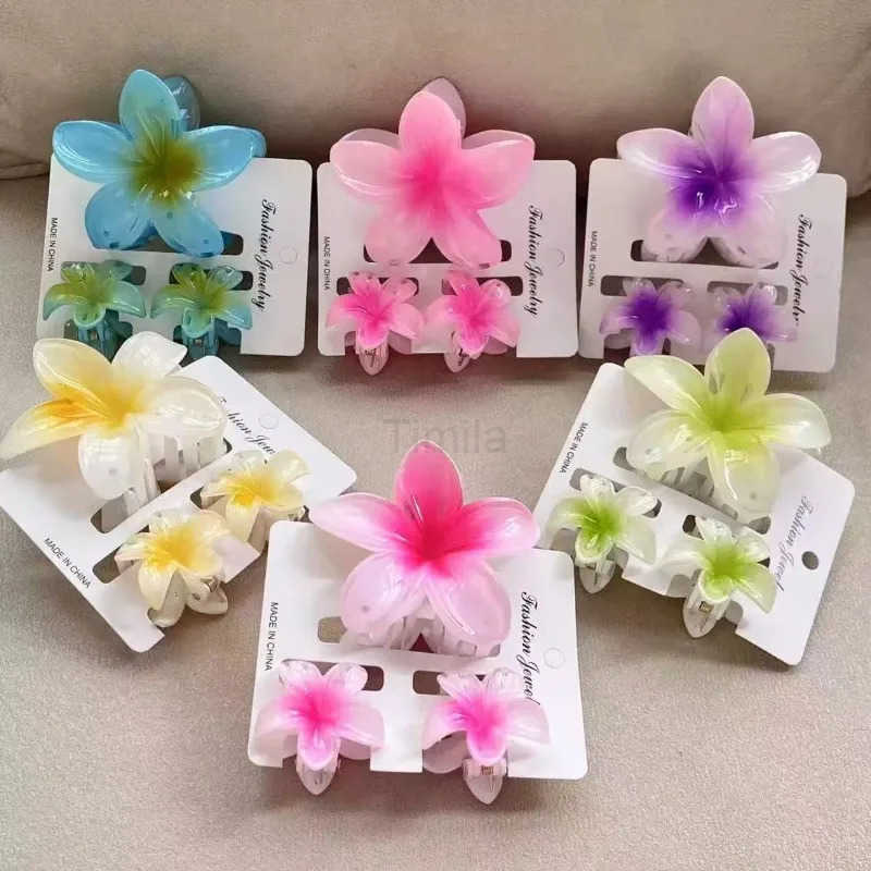 3pcs/set Summer Acrylic Flower Hair Clips for Women Sweet Hairpins Hair Claws Crab Clips Barrettes Girls Large Hair Accessories U250807