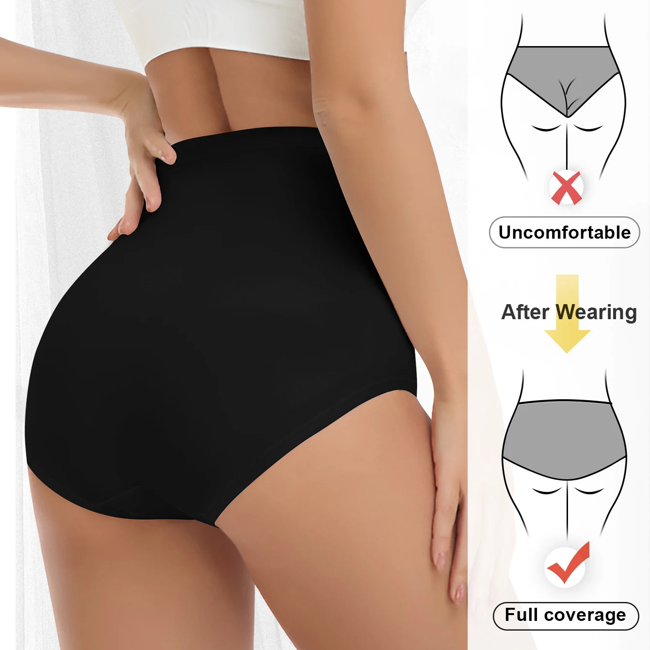 4pcs High Waisted Womens Panties Comfortable Cotton Cross Tummy Tuck Breathable Skin Friendly Drawstring Triangle Pants 250807