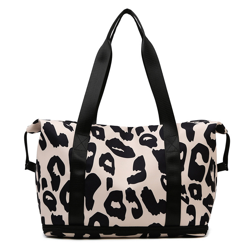 New Large Capacity Cow Pattern Travel With Dry And Wet Separation, Expandable Gym For Short Trips Storage Bag