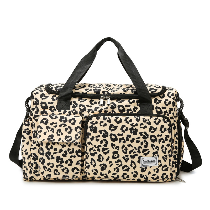 Large Capacity Leopard Print Gym Fashionable Versatile Unisex Sports Backpack Multifunctional Short Trip Bag