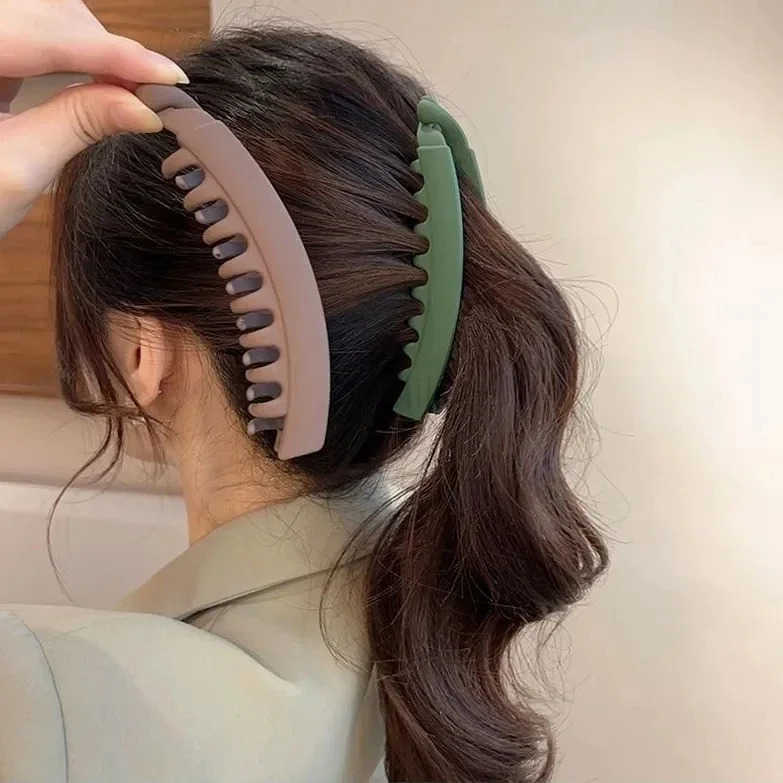 Fashion Large Banana Hair Clips Solid Color Frosted Hair Claws Classic Women Non-Slip Ponytail Barrettes Hairpins For Fine Hairs U250807