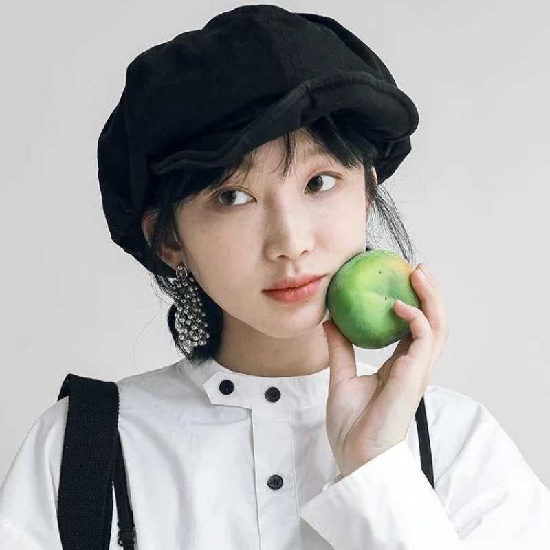 2024 Spring Summer Fashion Versatile Casual Short-brimmed Newsboy Hats Harajuku Retro Style Oversized Berets for Women XJ250807