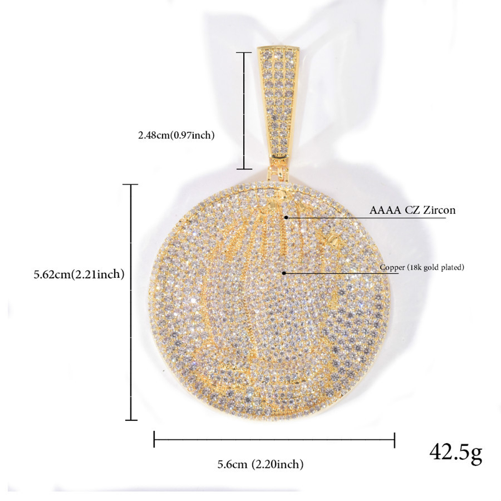 Hip Hop Playing Hand Pendant Necklace Full 5A Zircon Real Gold Plated Women Men Jewelry Gift