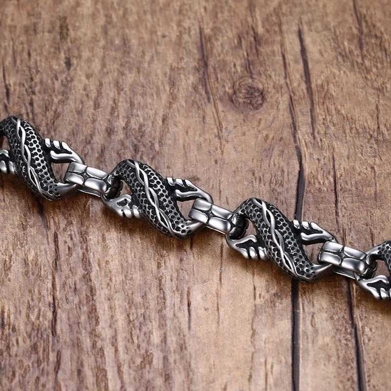 Ethnic Wind Dragon Bracelet Vintage Silver Plated Dragon Cuff Bangles Mens Motorcycle Riding Charm Jewelry Gift W250807