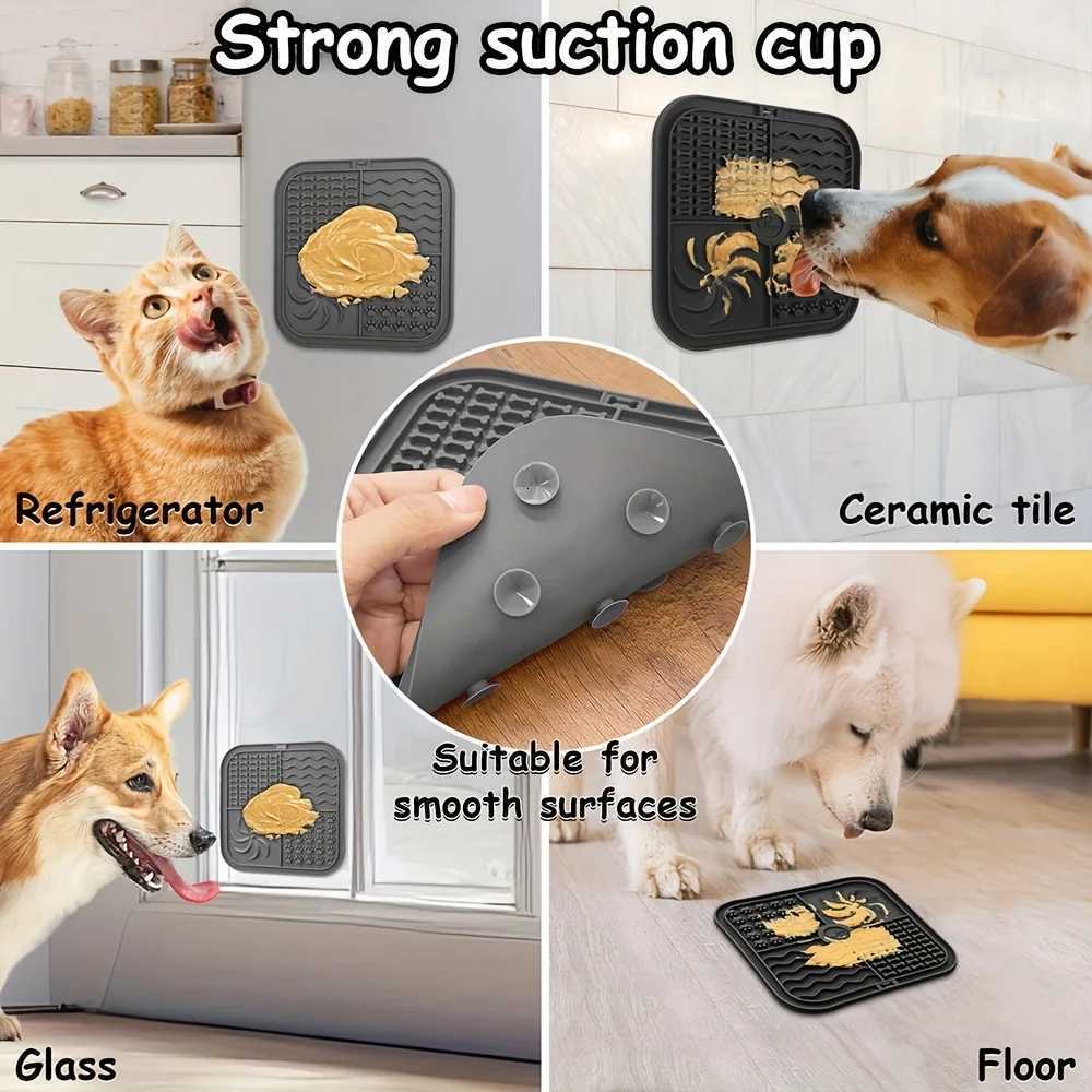 Silicone Slow Feeder Mat Pet Lick Pet Slow Food Plate Bathing Distraction Silicone Dog Sucker Food Training Dog Feeder Supplies Y250806