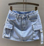 Spring Summer New Solid Color Deconstructed Design Trendy Denim Shorts Unisex Personality Street Pocket Pants