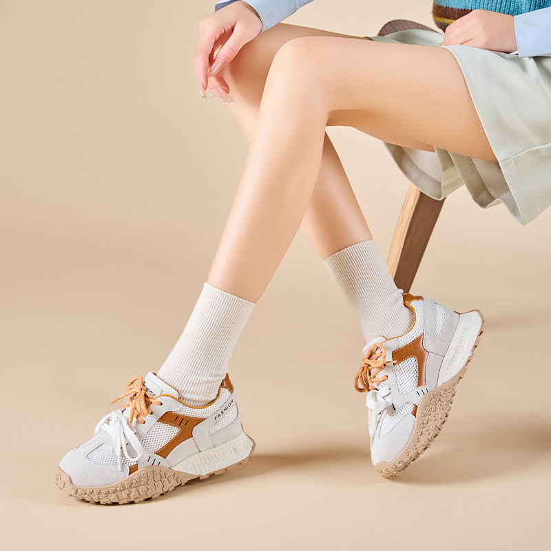 Mesh breathable thick sole Dexun shoes soft sole comfortable 2025 designer's new women's height increasing shoes