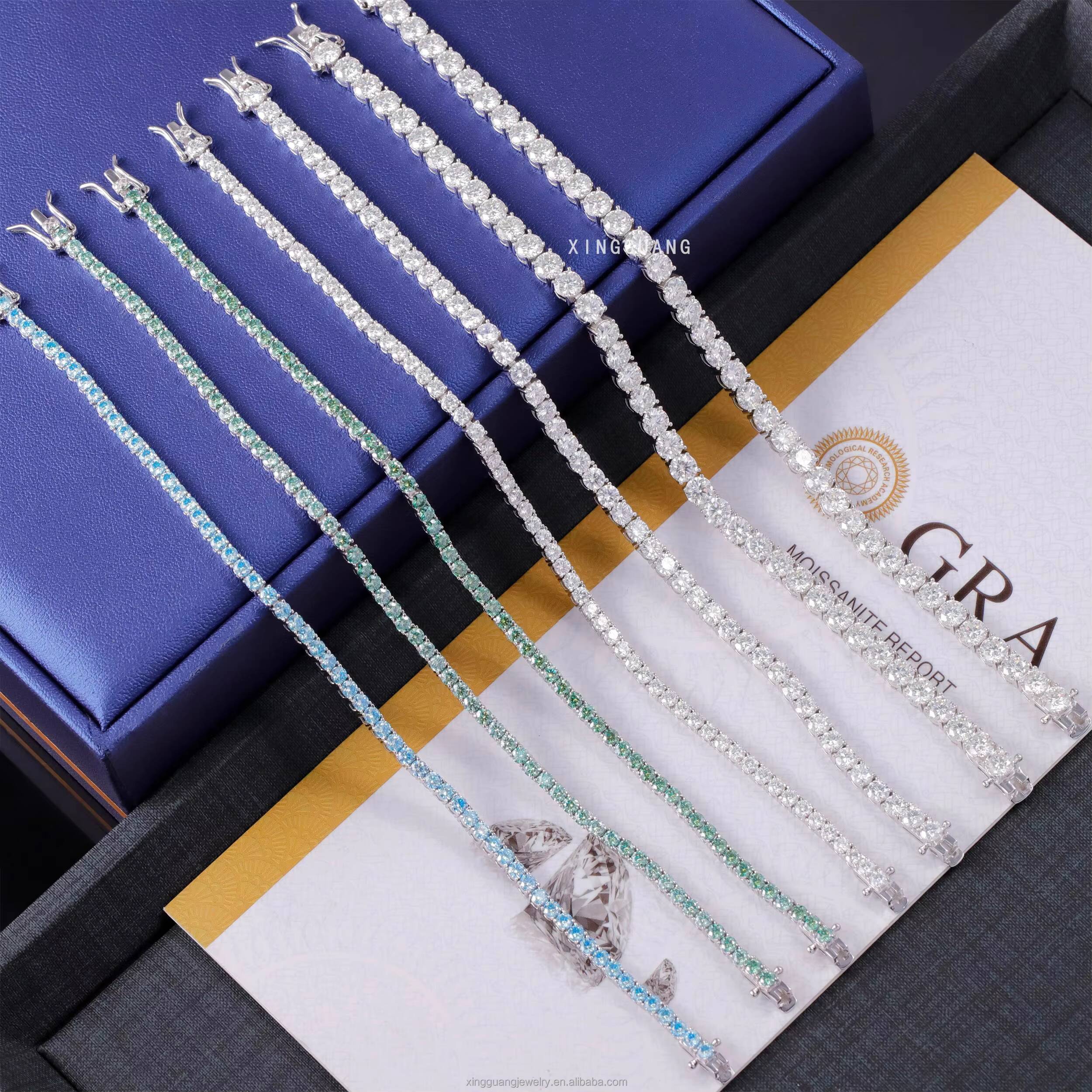 Wholesale Price 2mm~6.5mm Wide 18K Gold S925 Silver Tennis Chain VVS Moissanite Diamond Tennis Bracelets
