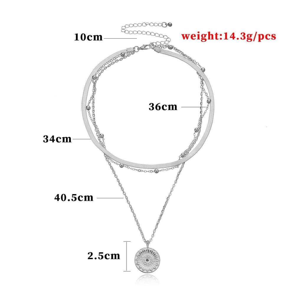 Sterling Sier Three-Layer Round Necklace For Women Simple Snake Chain Charm Party Wedding Gifts Exquisite Jewelry