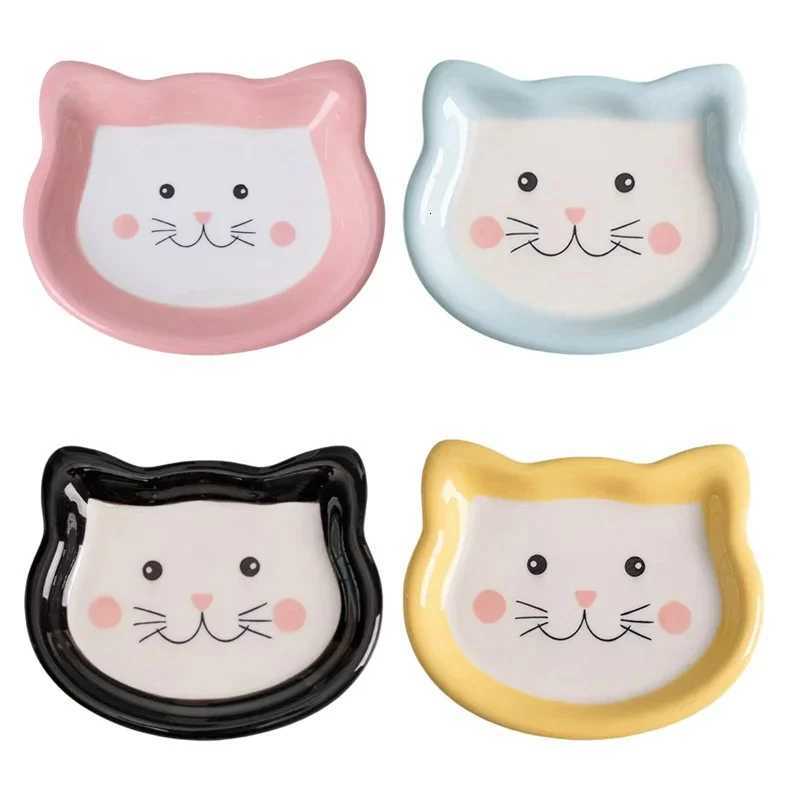 Cartoon Ceramic Cat Dog Bowl Dish Cute Shape No Spill Pet Food Water Feeder Cats Puppy Small Pet Bowl Feeding Supplies Y250806