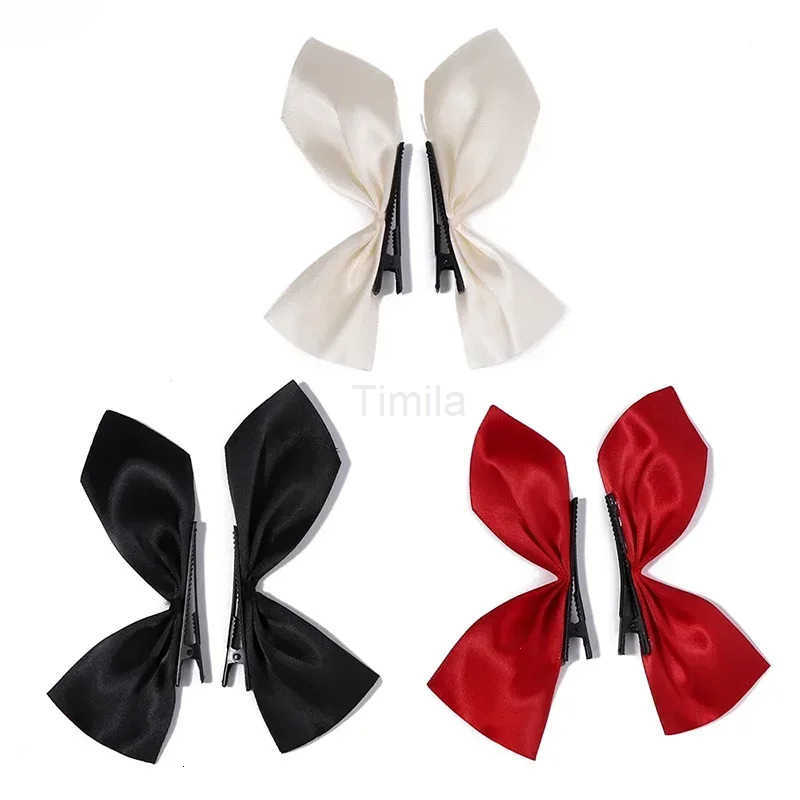 Half Bow Hair Clip Retro Girl Side Duckbill Clip Hair Accessory Black White Ribbon Clips Vintage Bowknot Side Hairpin Cute Girl U250807