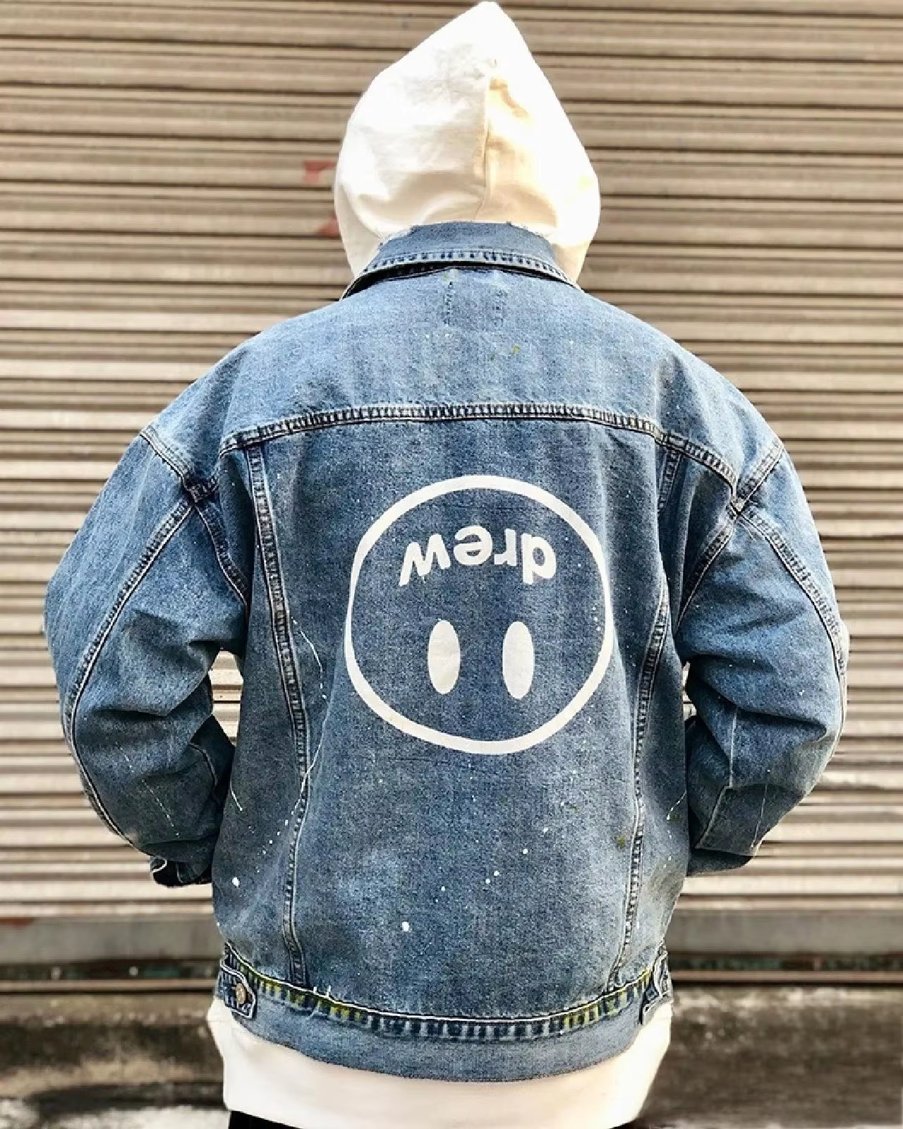 Drew House Printing logo Men's Clothing autumn and winter designer niche American retro print loose denim jacket