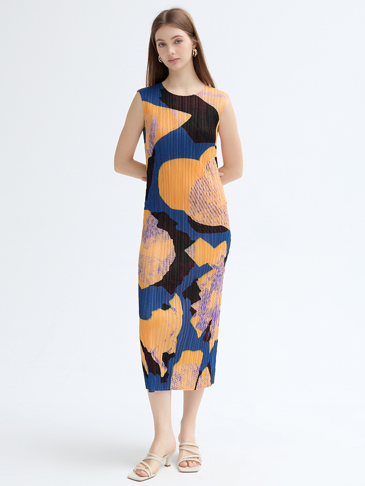 LL1403 New Dress Women's Slim High Waist Temperament Commuter Vacation Pleated Slim Long Skirt