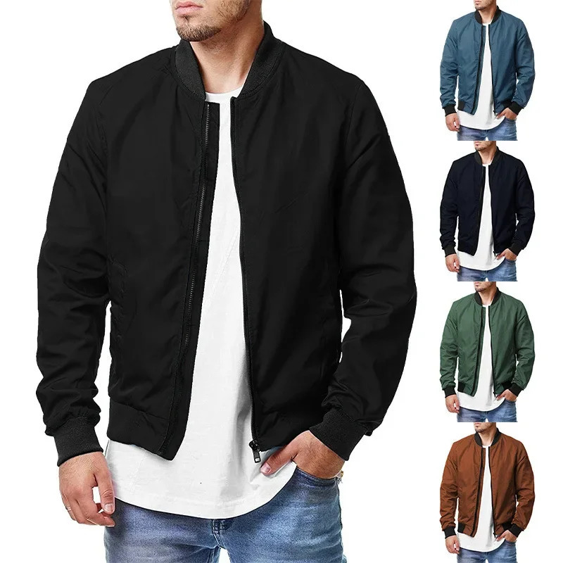Stand up Neck waterproof Jacket Spring and Autumn Mens Pilot flexible Casual Loose Large Zipper Sports Coat Top 250807