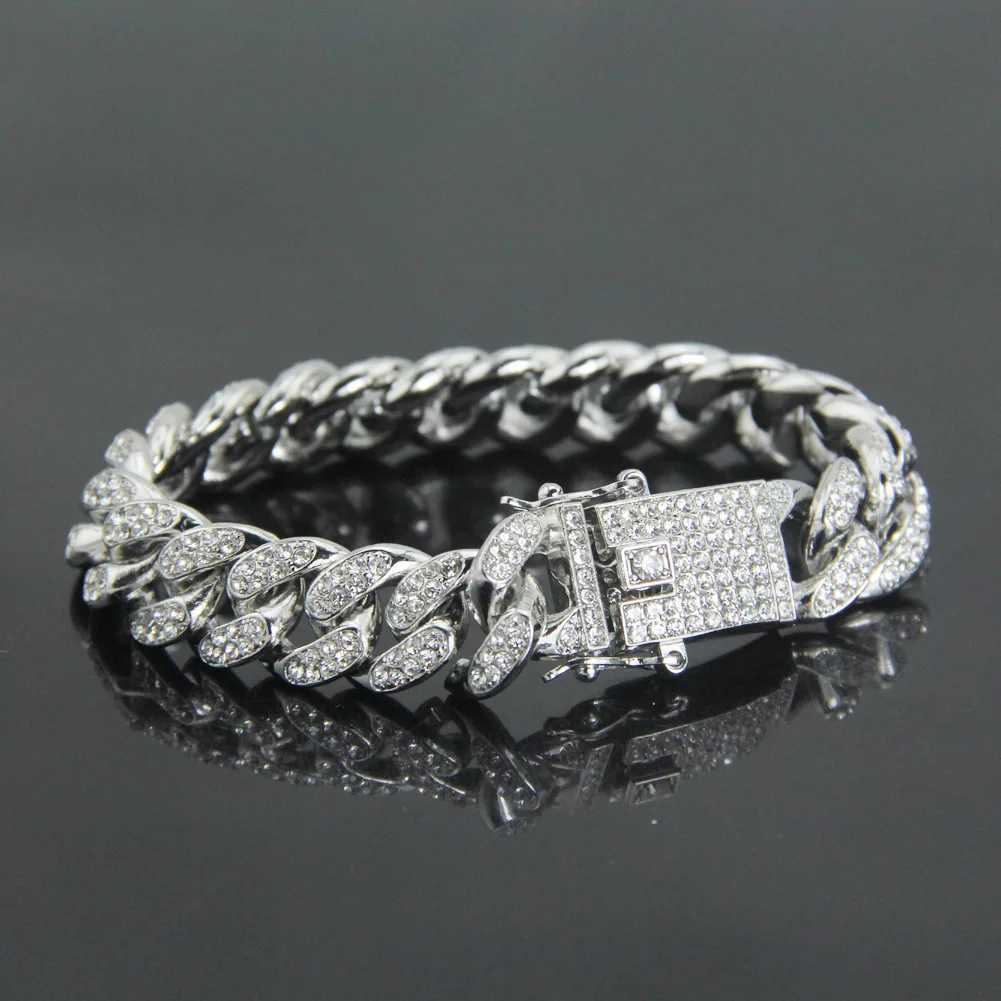 12MM Full Zircon Hip Hop Accessory Jewelry Luxury Cuban Hand Chain For Men Bracelet W250807