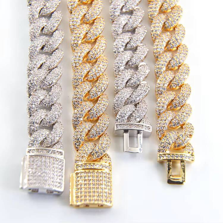 Yu Ying Jewelry Miami Cuban Chain 13mm 16mm Width 925 Sterling Silver GRA Moissanite Cuban Link Chain Hip Necklace