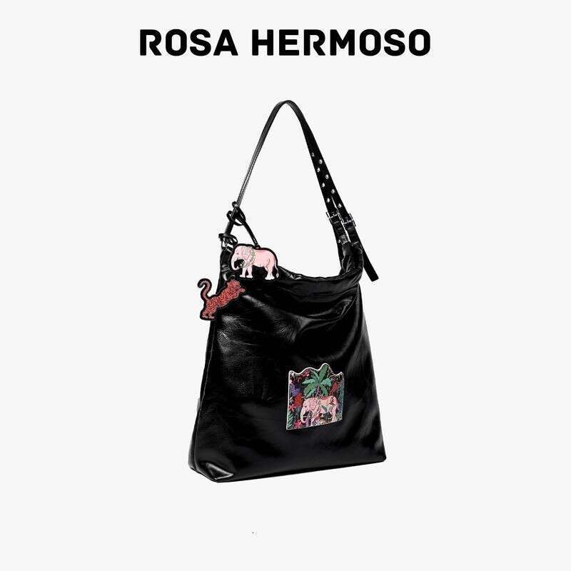 Genuine leather hobo Illustration fashion design women's shoulder bag wrinkled bark layer cowhide crossbody bags