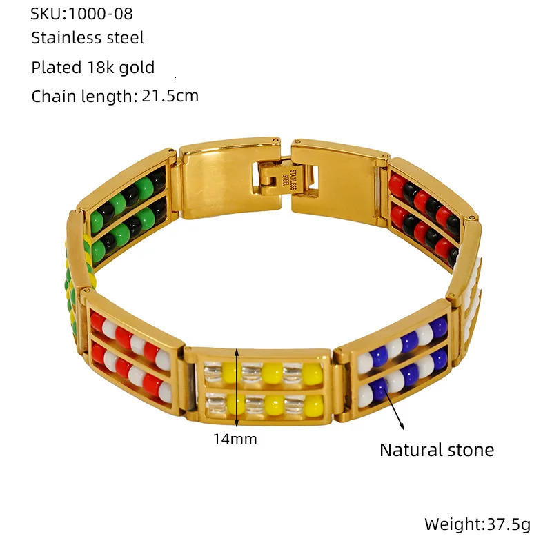 Waterproof Natural Stone 18K Stainless Steel Double layers Beads Bracelet No Color Loss Bangle For Women Fashione Jewelry 250730